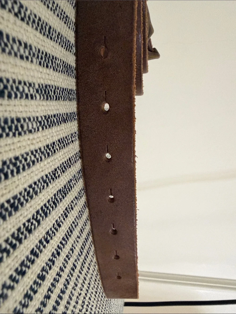 J Crew co. Vintage NYC Brown Leather Men's Belt with Whale Brass Buckle- medium
